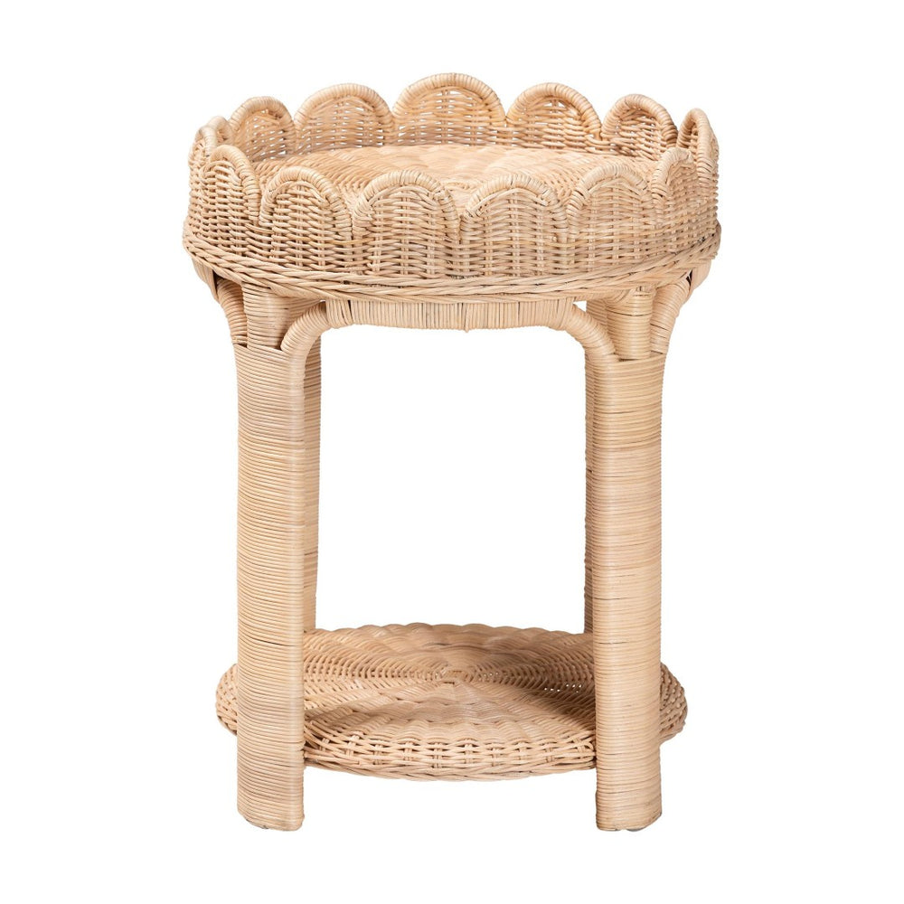 Baxton Studio bali Latoya Natural Rattan End Table - Handwoven 2-Tier Wicker Side Table for Boho-Chic Spaces WS156/Smaller-Natural Rattan-ET