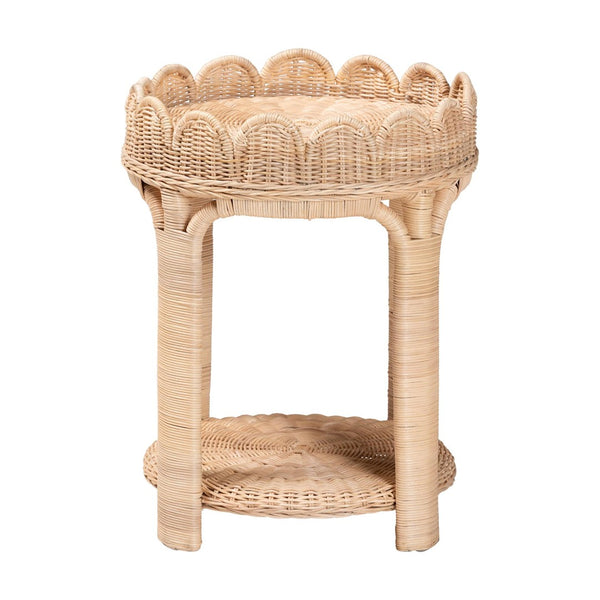 Baxton Studio bali Latoya Natural Rattan End Table - Handwoven 2-Tier Wicker Side Table for Boho-Chic Spaces WS156/Smaller-Natural Rattan-ET