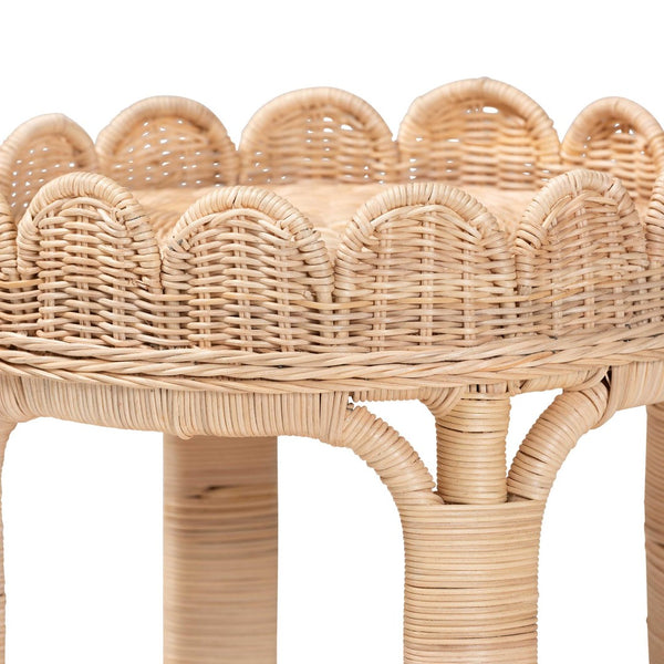 Baxton Studio bali Latoya Natural Rattan End Table - Handwoven 2-Tier Wicker Side Table for Boho-Chic Spaces WS156/Smaller-Natural Rattan-ET