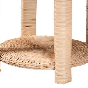 Baxton Studio bali Latoya Natural Rattan End Table - Handwoven 2-Tier Wicker Side Table for Boho-Chic Spaces WS156/Smaller-Natural Rattan-ET