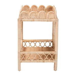 Baxton Studio bali Eloisa Natural Rattan End Table - Handwoven 2-Tier Wicker Side Table for Living Room & Bedroom WS157-Natural Rattan-ET