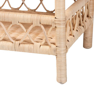 Baxton Studio bali Eloisa Natural Rattan End Table - Handwoven 2-Tier Wicker Side Table for Living Room & Bedroom WS157-Natural Rattan-ET