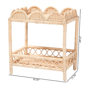 Baxton Studio bali Eloisa Natural Rattan End Table - Handwoven 2-Tier Wicker Side Table for Living Room & Bedroom WS157-Natural Rattan-ET