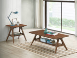 Modern 3-Piece Walnut Coffee Table Set with Storage Shelves & Tapered Legs