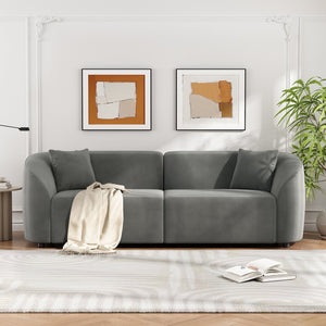 English Elm Christopher Knight Home® - 87" Curved Contemporary Sofa In Grey Velvet: Plush Comfort, Elegant Design, And Durable Quality For Modern Spaces N767P2323857G