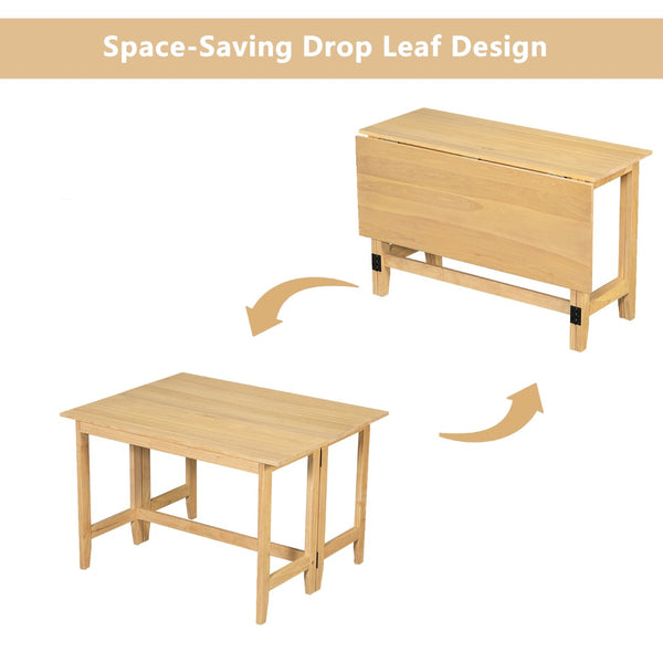 English Elm Topmax Farmhouse Drop Leaf Acacia Veneer Dining Table Seats Four Small Spaces Natural N717P379754N
