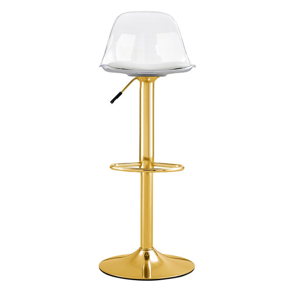 English Elm Modern Swivel Barstools Set of 2 with Clear Pet Back and Padded Pu Seat W1151P192280