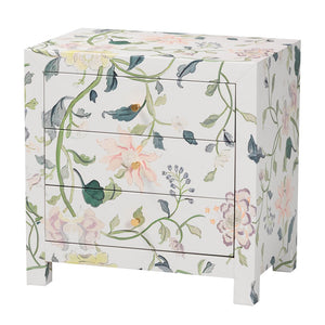 Baxton Studio Baxton Studio Connery Floral End Table - Chic 3-Drawer Storage Cabinet for Stylish Home Decor JY25A010-Floral Printed Canvas-Wooden-ET