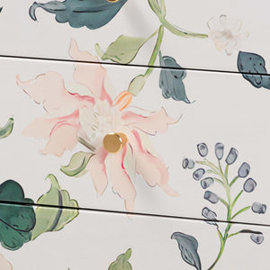 Baxton Studio Baxton Studio Connery Floral End Table - Chic 3-Drawer Storage Cabinet for Stylish Home Decor JY25A010-Floral Printed Canvas-Wooden-ET