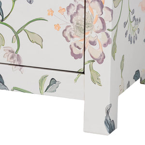 Baxton Studio Baxton Studio Connery Floral End Table - Chic 3-Drawer Storage Cabinet for Stylish Home Decor JY25A010-Floral Printed Canvas-Wooden-ET