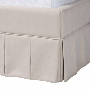 Baxton Studio Baxton Studio Astin Platform Bed - Modern Upholstered Queen Bed with Pleated Skirt & Panel Headboard CF0022-5-Pleated Beige-Queen