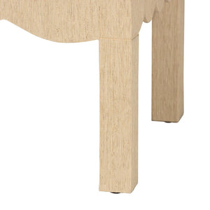 Baxton Studio bali Bali Handcrafted Natural Grasscloth Coffee Table - Coastal Chic Rectangle with Scalloped Design Lucas-Faux Raffia-Coffee Table