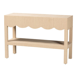 Baxton Studio bali Mason Natural Grasscloth Console Table - Elegant Two-Tier Entryway Table for Modern Living Spaces Mason-Faux Raffia-Console Table