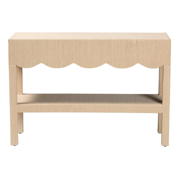 Baxton Studio bali Mason Natural Grasscloth Console Table - Elegant Two-Tier Entryway Table for Modern Living Spaces Mason-Faux Raffia-Console Table