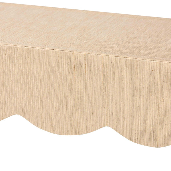 Baxton Studio bali Mason Natural Grasscloth Console Table - Elegant Two-Tier Entryway Table for Modern Living Spaces Mason-Faux Raffia-Console Table