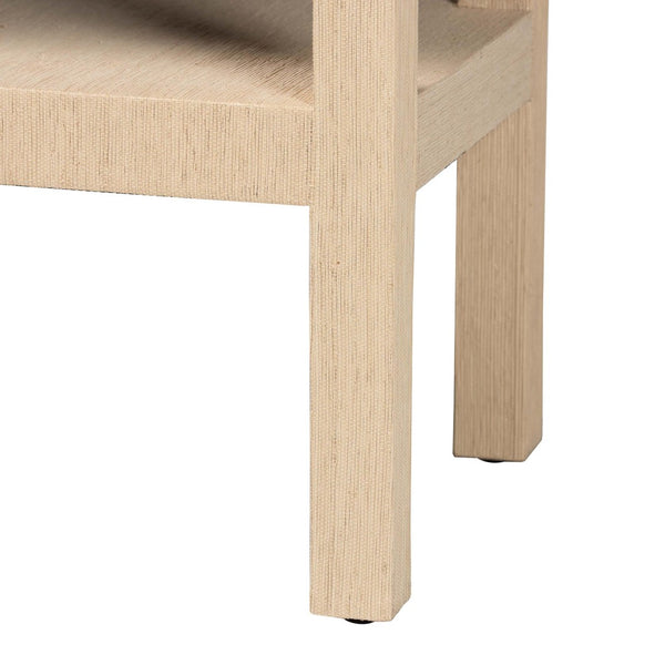 Baxton Studio bali Mason Natural Grasscloth Console Table - Elegant Two-Tier Entryway Table for Modern Living Spaces Mason-Faux Raffia-Console Table