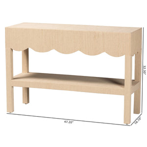 Baxton Studio bali Mason Natural Grasscloth Console Table - Elegant Two-Tier Entryway Table for Modern Living Spaces Mason-Faux Raffia-Console Table