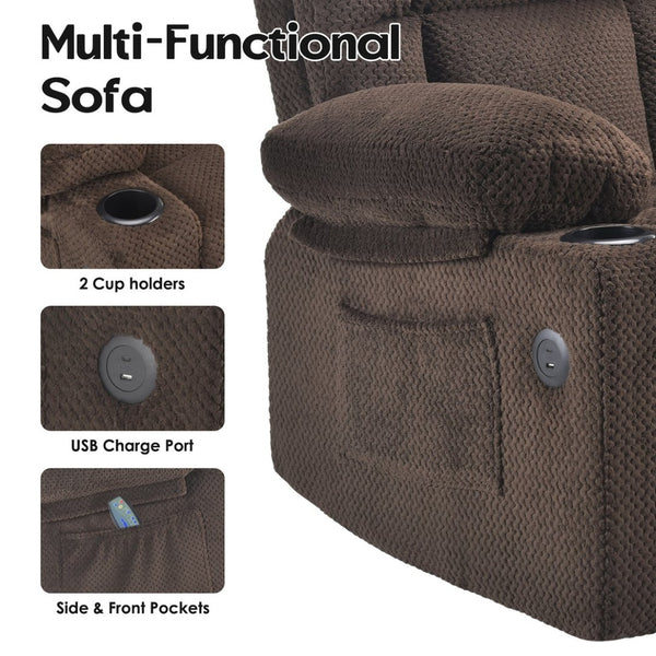 English Elm Power Lift Recliner Chair With Massage & Heat, Usb Ports, Cup Holders - Ultimate Comfort For Seniors T3623P380505-GIGA