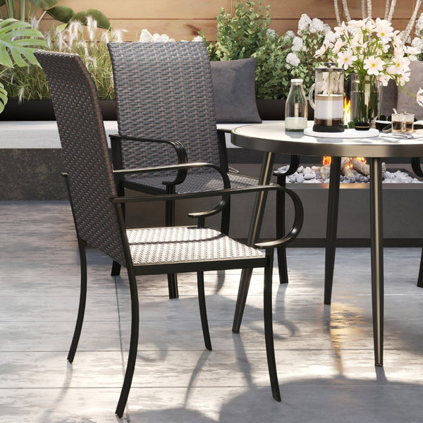 English Elm Outsunny 4 Piece Highback Pe Rattan Patio Armchairs All Weather Deep Seat Set W2225P485565