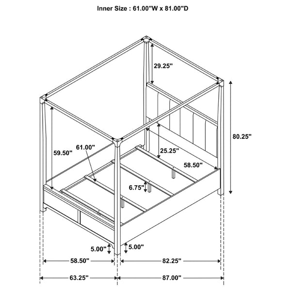 English Elm Harbington Queen Bedroom Set Boucle Headboard Brass Hardware Dark Cocoa Finish B062S01545