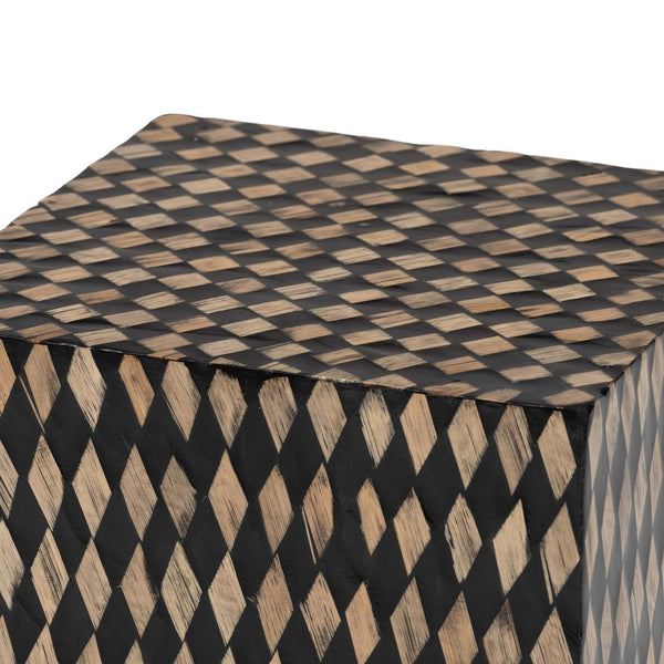 Baxton Studio bali Bali Paulo Decorative End Table - Art-Deco Inspired Bamboo Accent for Modern Living & Bedroom Spaces Square F2502-FT24-Capiz-ET