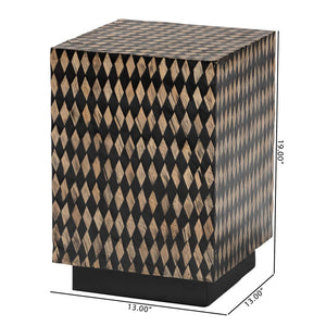 Baxton Studio bali Bali Paulo Decorative End Table - Art-Deco Inspired Bamboo Accent for Modern Living & Bedroom Spaces Square F2502-FT24-Capiz-ET