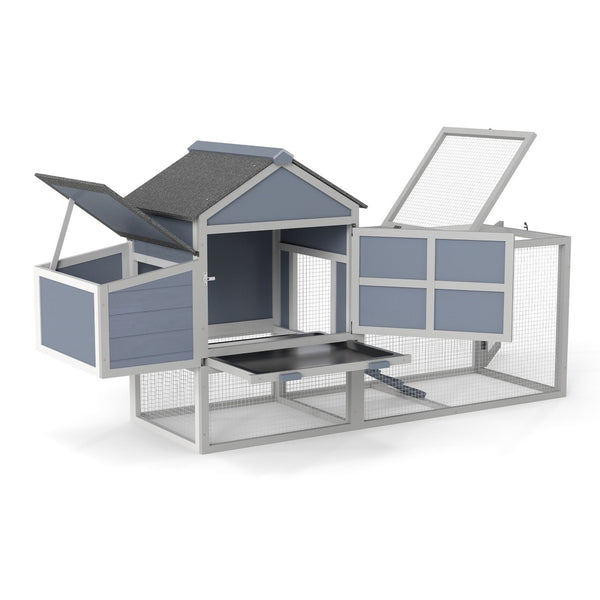 English Elm Outdoor Pinewood Hen House with Nesting Box Run Ramp and Waterproof Asphalt Roof W2181P356236