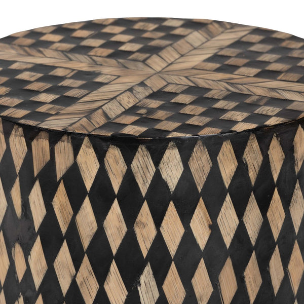 Baxton Studio bali Bali Paulo Decorative End Table - Art-Deco Inspired Bamboo Accent for Modern Living & Bedroom Spaces Round F2502-FT25-Capiz-ET