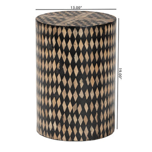 Baxton Studio bali Bali Paulo Decorative End Table - Art-Deco Inspired Bamboo Accent for Modern Living & Bedroom Spaces Round F2502-FT25-Capiz-ET