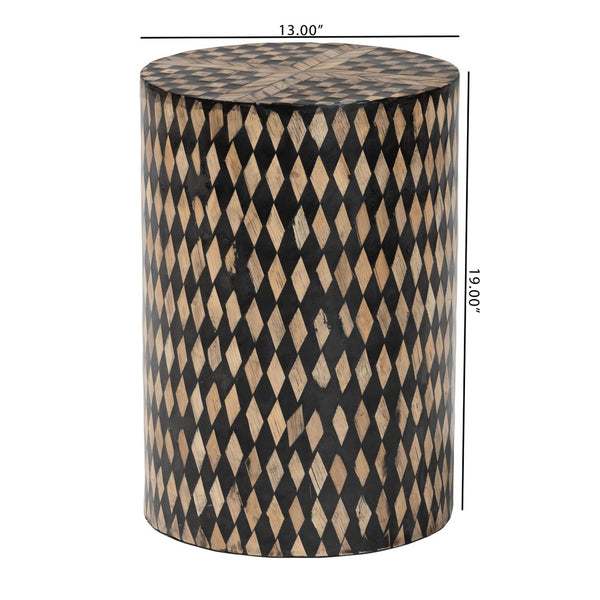 Baxton Studio bali Bali Paulo Decorative End Table - Art-Deco Inspired Bamboo Accent for Modern Living & Bedroom Spaces Round F2502-FT25-Capiz-ET