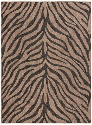 Unique Loom Outdoor Safari Tsavo Machine Made Animal Print Rug Natural, Ivory 9' 0" x 12' 0"