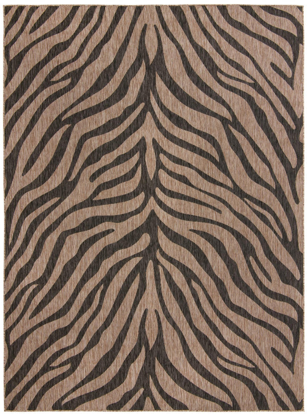 Unique Loom Outdoor Safari Tsavo Machine Made Animal Print Rug Natural, Ivory 9' 0" x 12' 0"