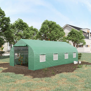 English Elm Outsunny Walk-in Tunnel Greenhouse Steel Hoop Frame with Mesh Ventilation Garden W2225P217789