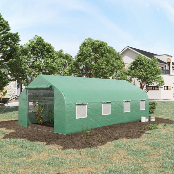 English Elm Outsunny Walk-in Tunnel Greenhouse Steel Hoop Frame with Mesh Ventilation Garden W2225P217789
