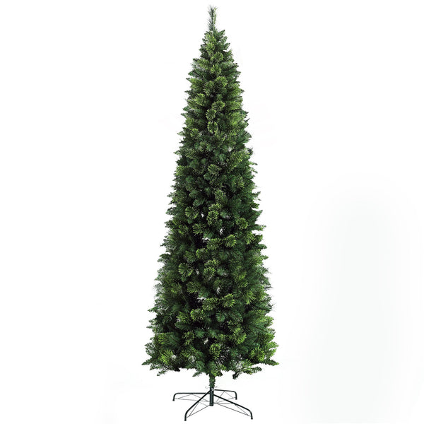 English Elm Homcom 9Ft Tall Slim Pencil Artificial Christmas Tree With 1298 Branches & Auto-Open Design, Green W2225P249652