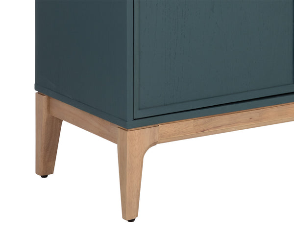 Sunpan Rivero Sideboard - Timeless Teal Oak Design with Ample Storage & Gold Hardware for Stylish Spaces