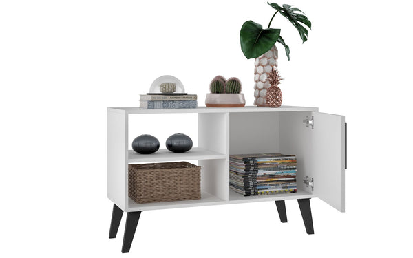 Manhattan Comfort Amsterdam Mid-Century Modern TV Stand White 145AMC205