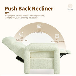 English Elm Christopher Knight Home® - 31.25" Push Back Recliner Plush Teddy Fleece Upholstered Armchair with Foam & Pocket Springs Comfort 90–120–150° Adjustments Beige N763P212864A