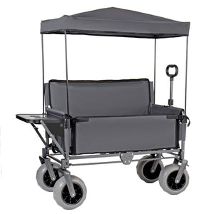 English Elm 3-in-1 Collapsible Wagon with Canopy Bench Tabletop and All-terrain Wheels for Camping Gray W2932P417652