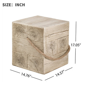 English Elm Outdoor Mgo Cylindrical Side Table Whitewashed Rustic Coastal Farmhouse Accent N765P382585W