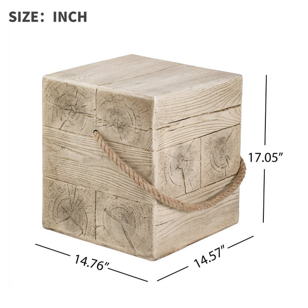 English Elm Outdoor Mgo Cylindrical Side Table Whitewashed Rustic Coastal Farmhouse Accent N765P382585W