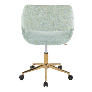 English Elm Margarite Contemporary Task Chair - Chic Light Green Fabric & Gold Metal Base For Home Office Style B202P223905