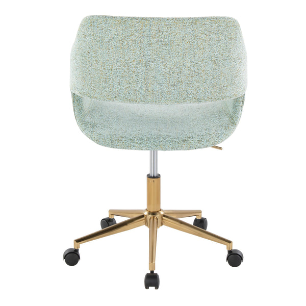 English Elm Margarite Contemporary Task Chair - Chic Light Green Fabric & Gold Metal Base For Home Office Style B202P223905