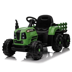 English Elm Ride on Electric Tractor Toy with Trailer 24v 400w Dual Motors Remote Control Led Emerald W1578P194690