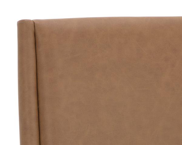 Sunpan Kalla Dining Chair Set of 2 - Stylish Milliken Cognac Upholstery, Rustic Oak Base & Gold Caps