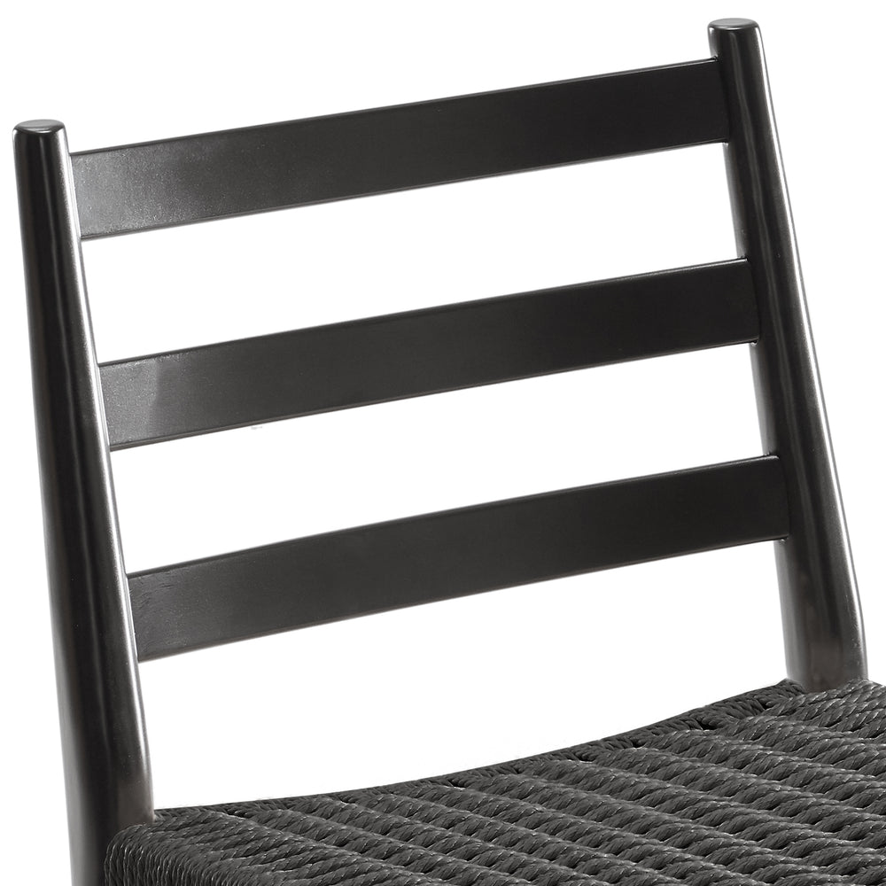 English Elm Wood Rattan Dining Chairs Set of 2 — Fully Assembled Beech Wood, Ergonomic Back, 300lb Capacity, Black T3623P381090