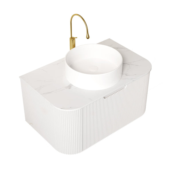English Elm Dina 30" Wall-Mounted Bathroom Vanity With Elegant Round Sink, Soft-Close Drawers & Stone Design W2615S00156