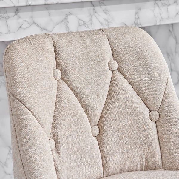 English Elm Set Of 2 Modern Upholstered Counter-Height Bar Stools With Button-Tufted Backrest - Beige Elegance W1901P225271-GIGA