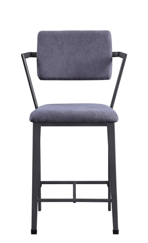 English Elm Cargo Industrial Counter Height Chairs Gray Cushioned Gunmetal Iron Frame Set of 2 B2726P448752