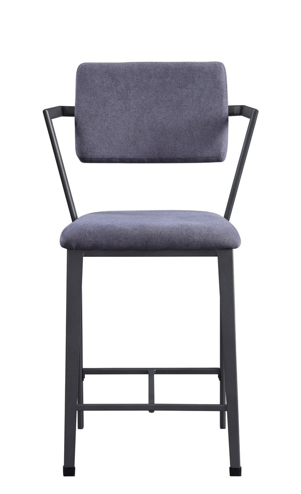 English Elm Cargo Industrial Counter Height Chairs Gray Cushioned Gunmetal Iron Frame Set of 2 B2726P448752